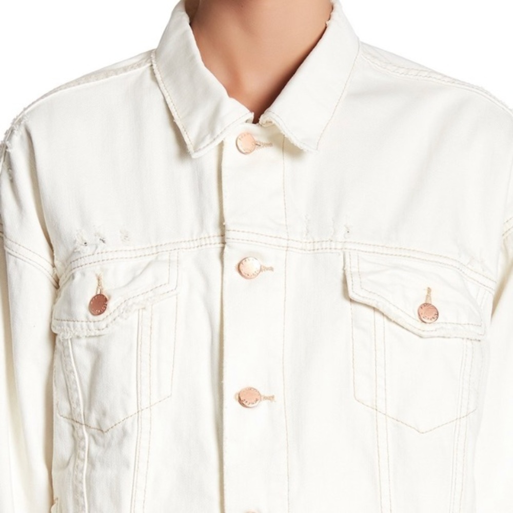 Free People White Denim Jacket - Picture 6 of 7